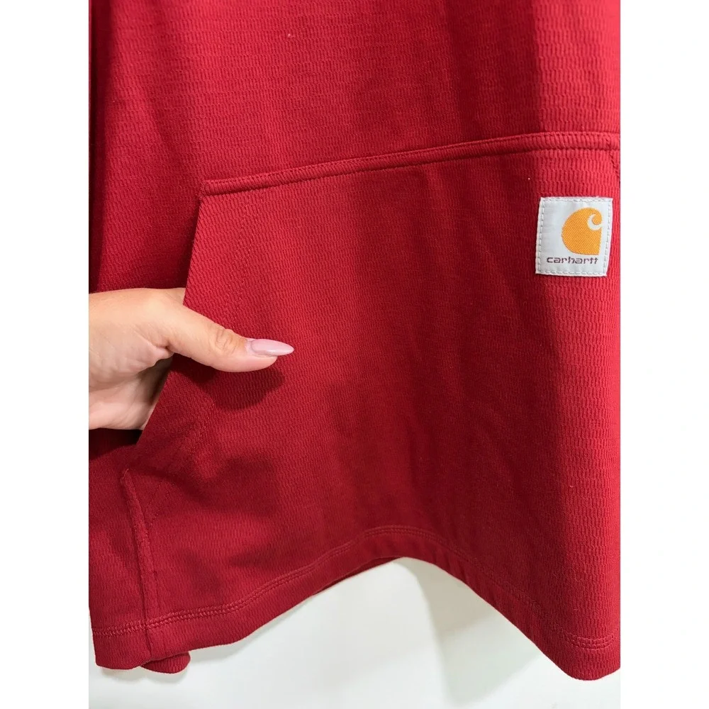 Carhartt Mens Red Waffle Knit Relaxed Fit Quarter Zip Pullover 2XL 104428 R09